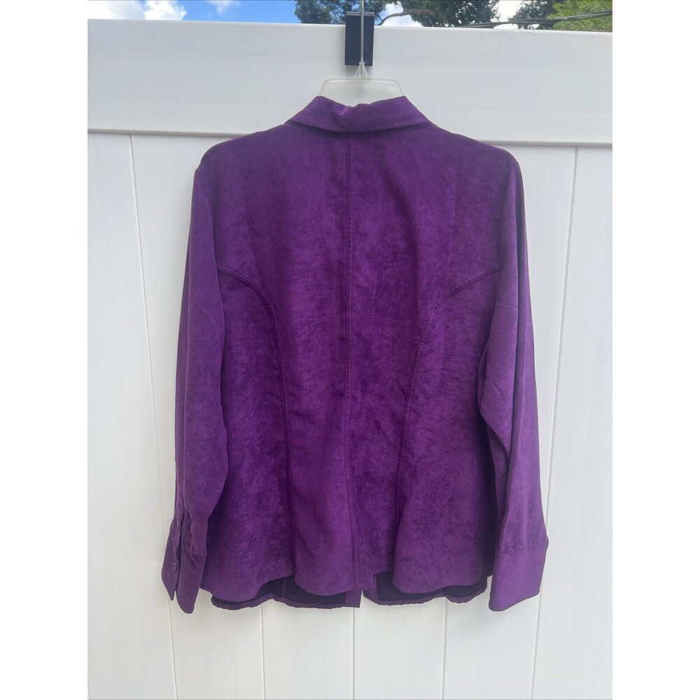 AVENUE Women's Button Up Plus Size 22/24 Purple Suede Long Sleeve - Picture 4 of 4
